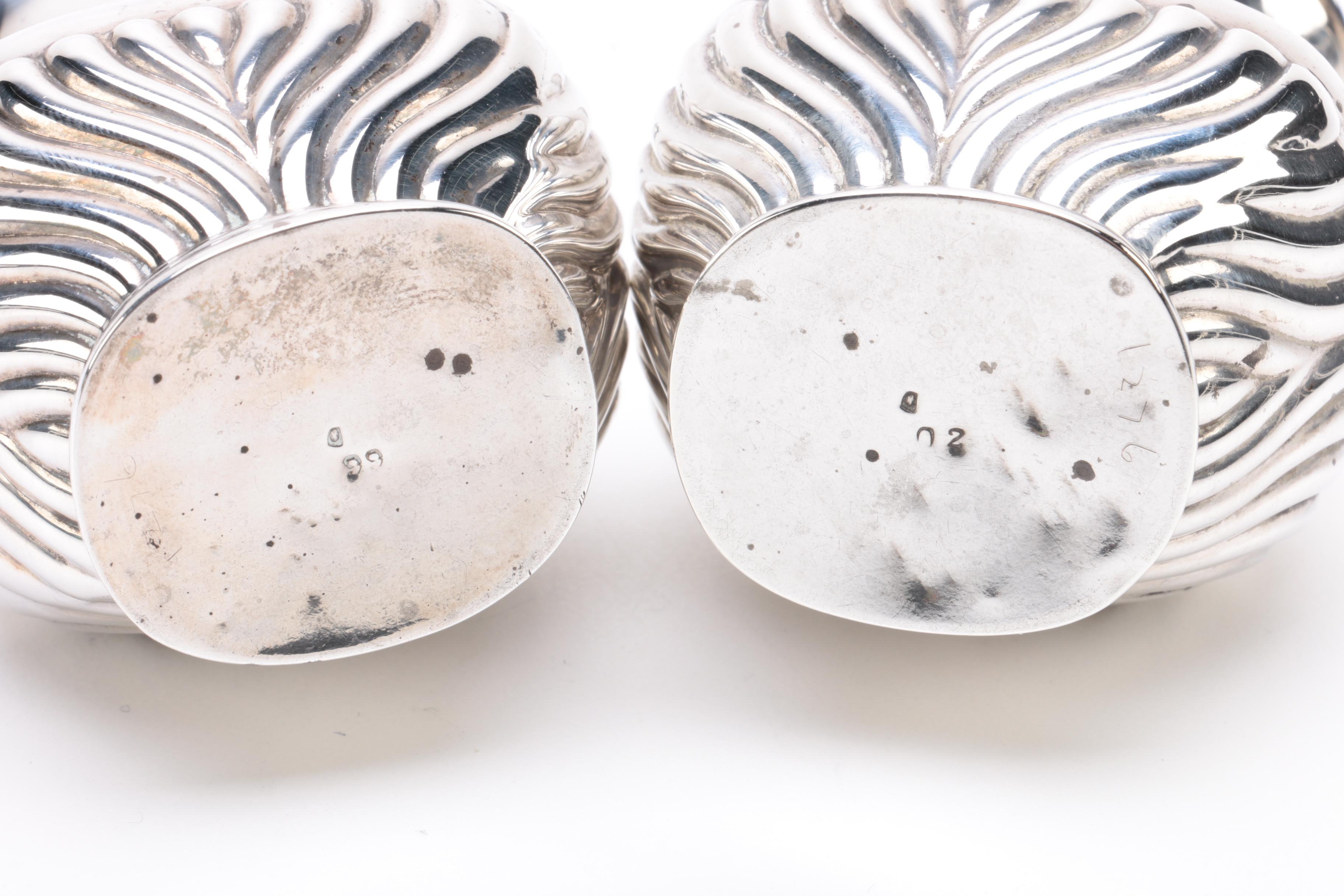 1912 Horace Woodward & Co. Sterling Silver Condiment Set with Coin Silver Spoons