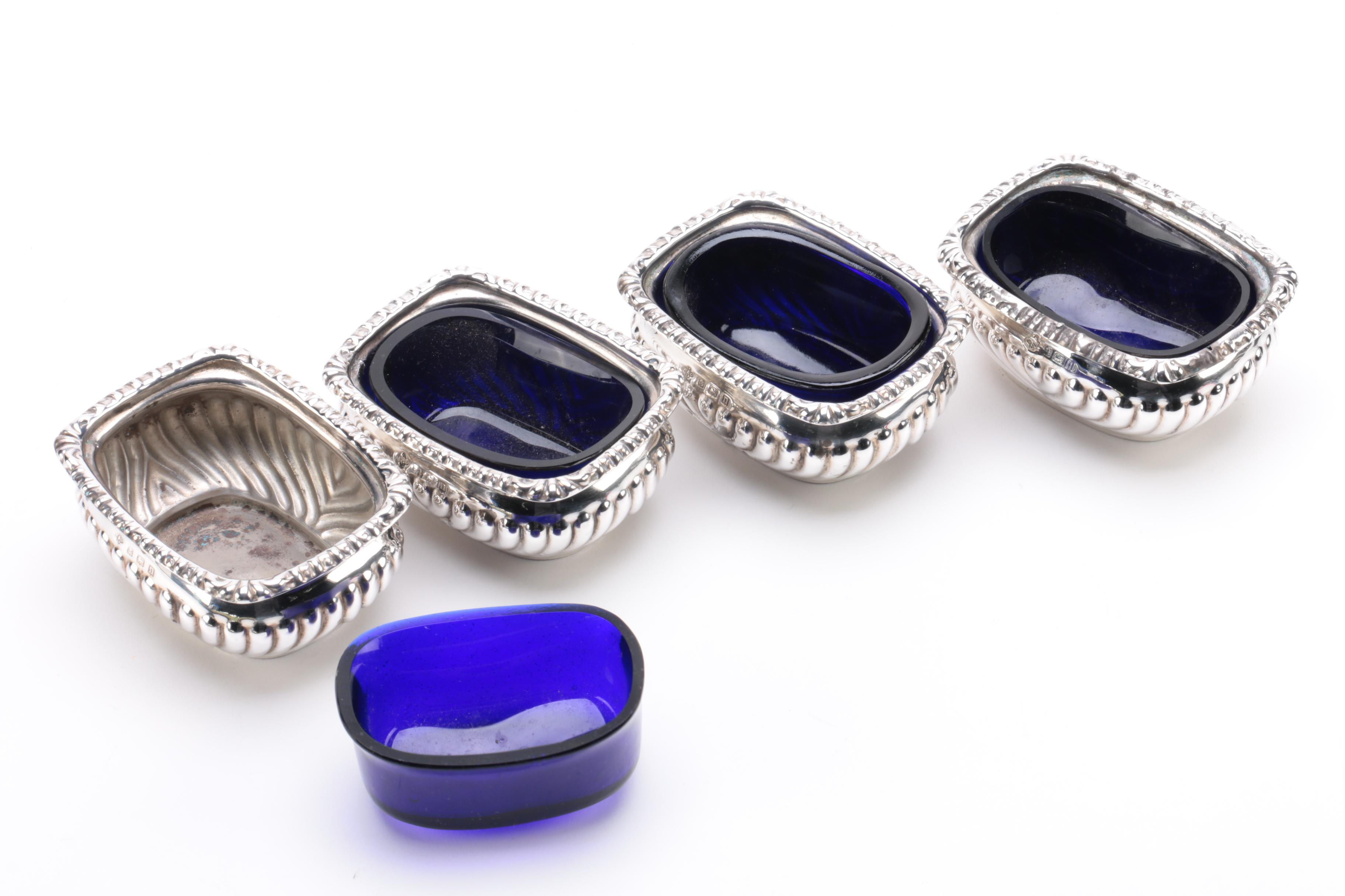 1912 Horace Woodward & Co. Sterling Silver Condiment Set with Coin Silver Spoons