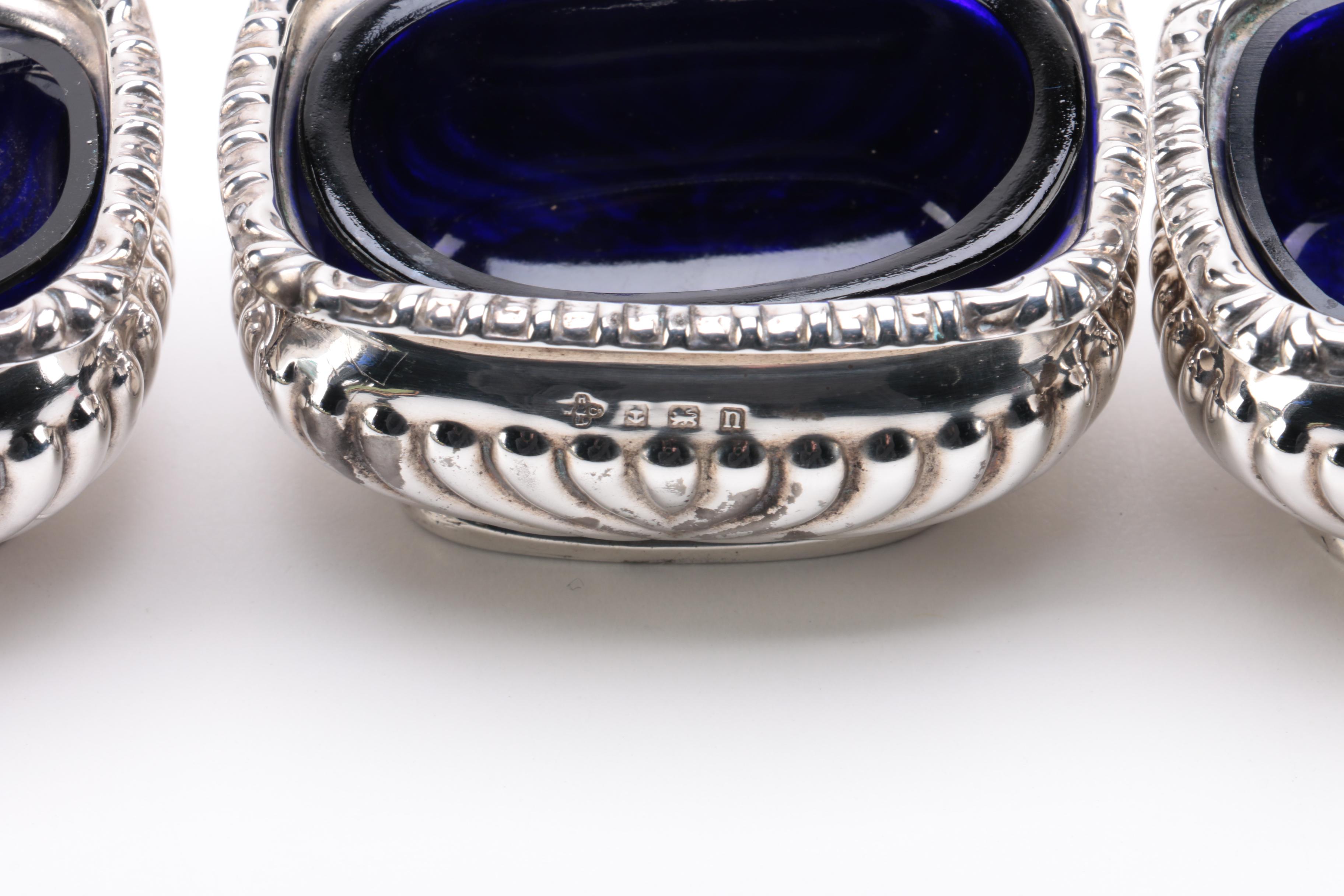 1912 Horace Woodward & Co. Sterling Silver Condiment Set with Coin Silver Spoons