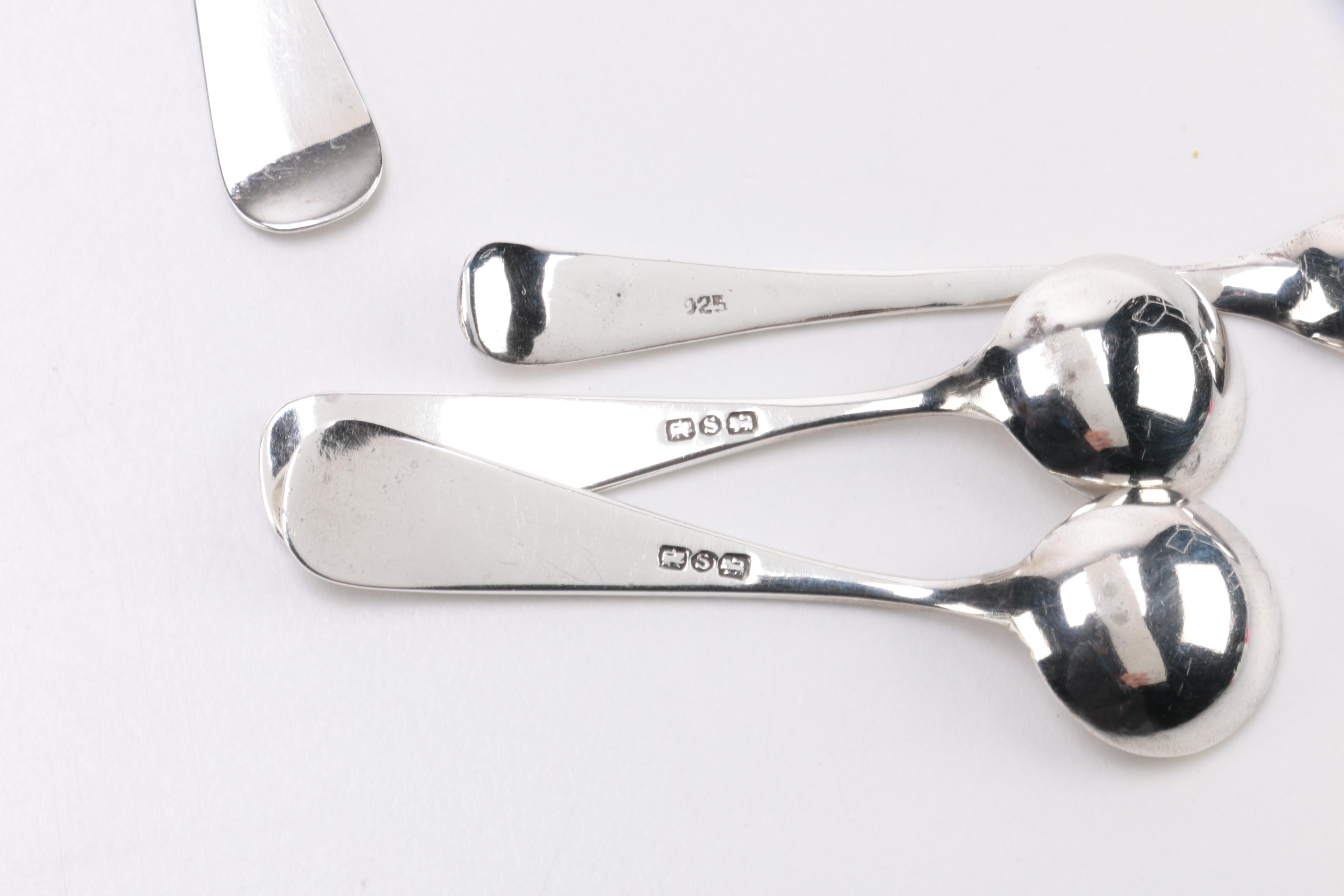 1912 Horace Woodward & Co. Sterling Silver Condiment Set with Coin Silver Spoons