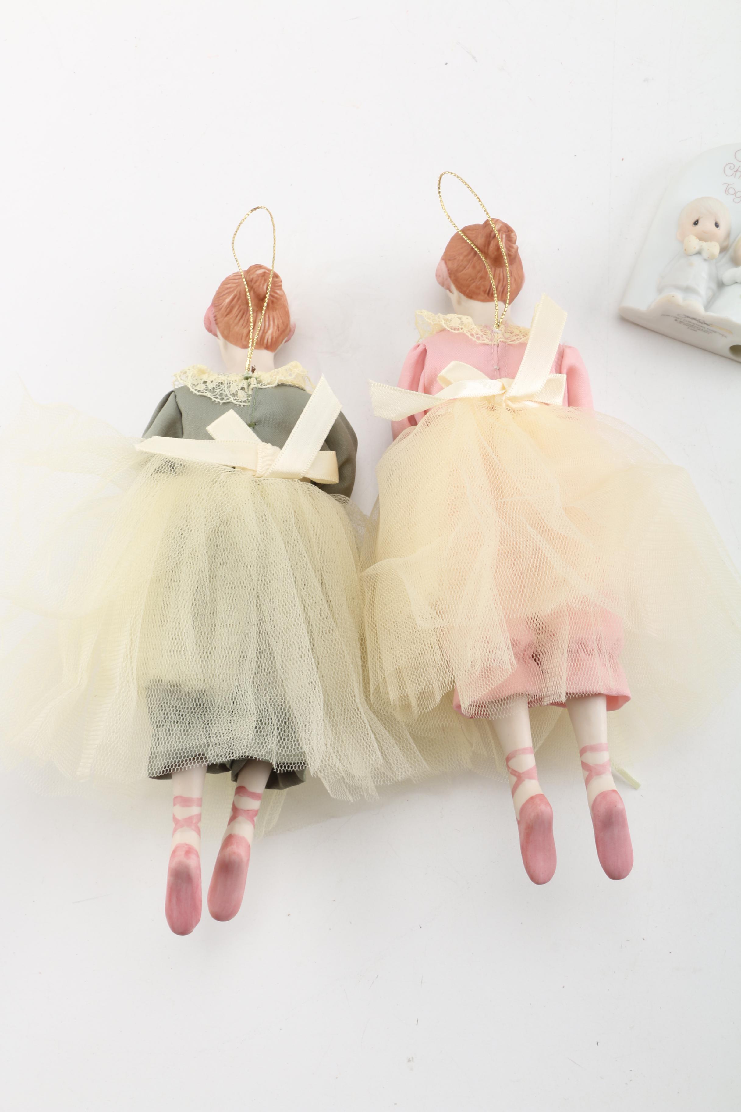Vintage "Precious Moments" and Ballerina Ornaments