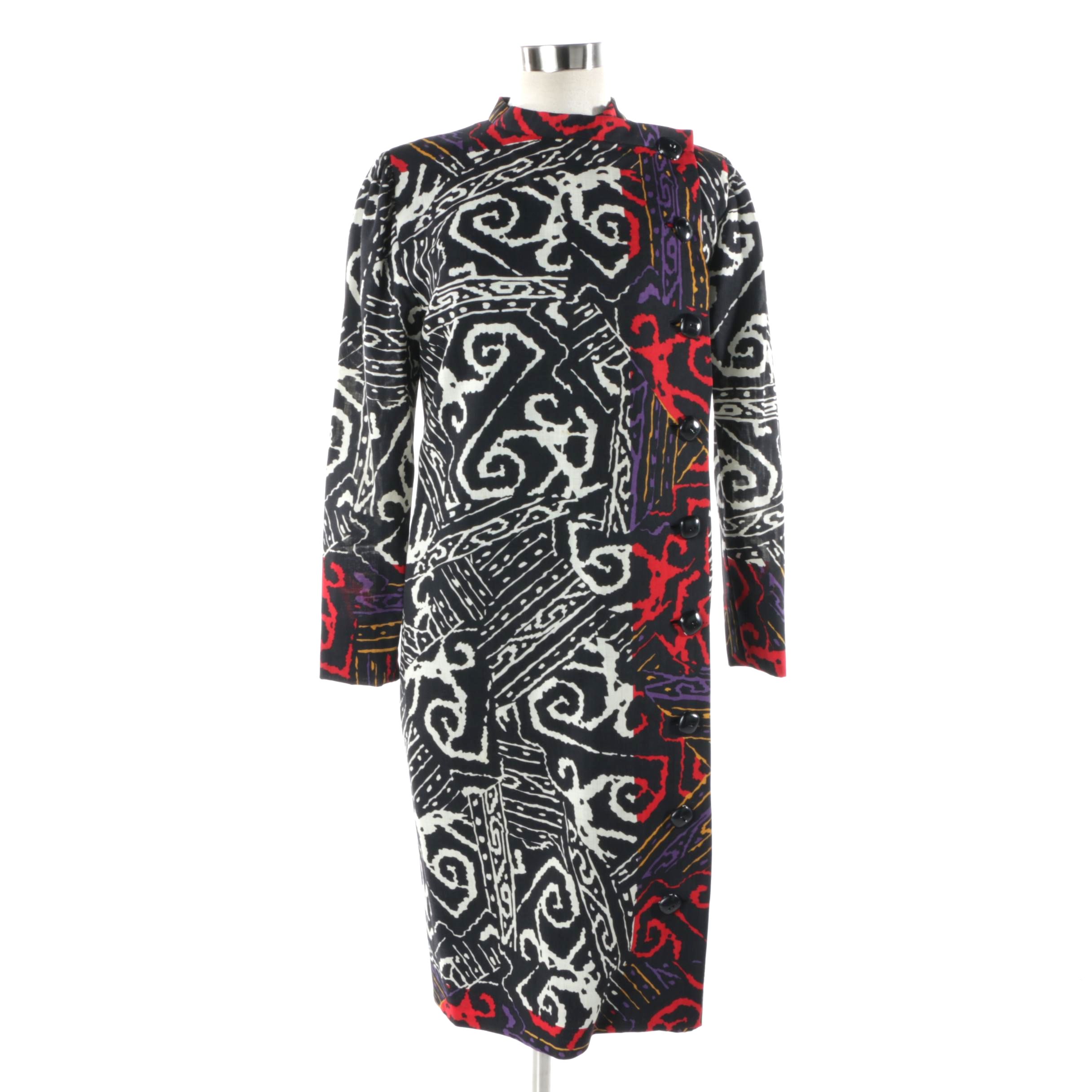 Women's Pauline Trigere Batik Inspired Cotton Dress