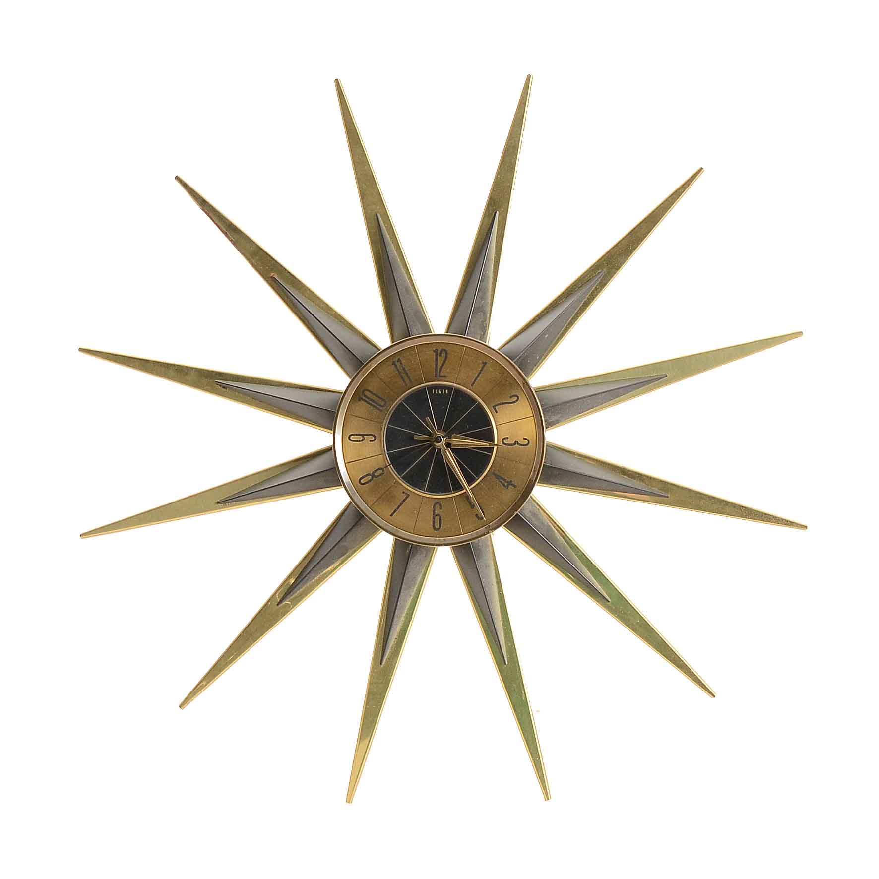 Mid Century Modern Sunburst Clock by Elgin
