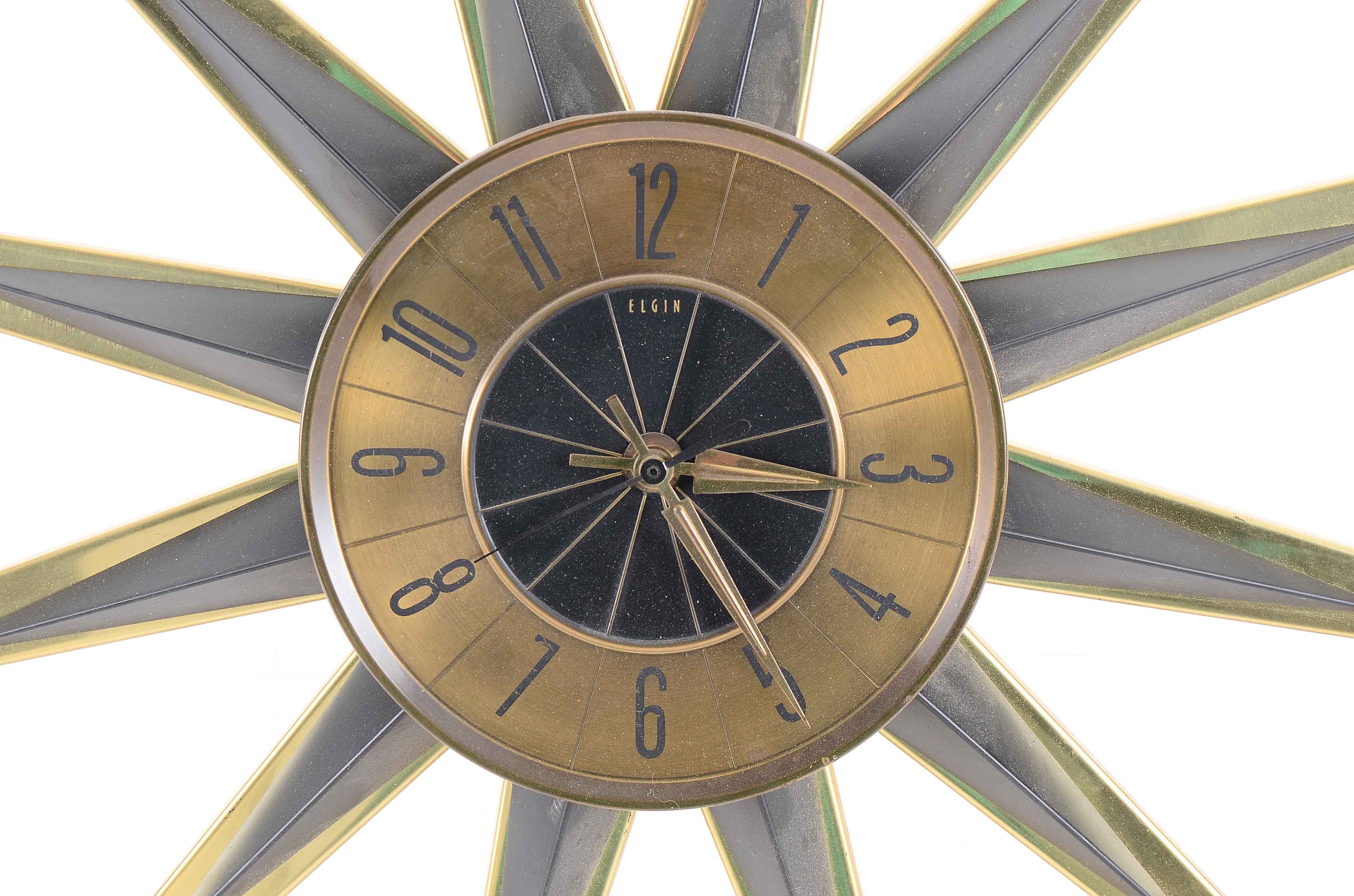 Mid Century Modern Sunburst Clock by Elgin