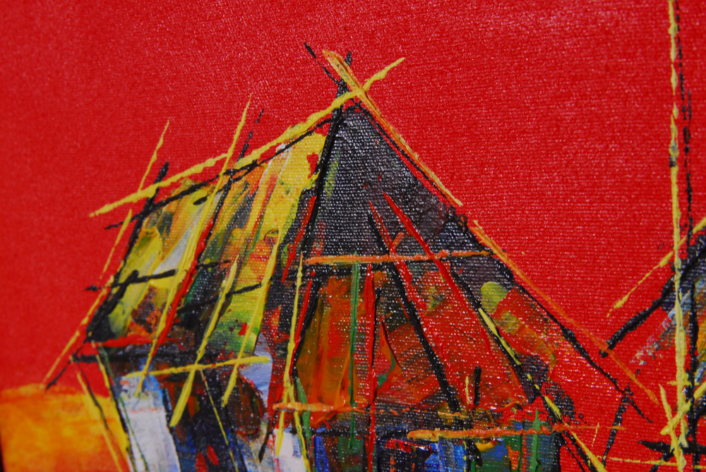 Southeast Asian Oil Painting of a Village