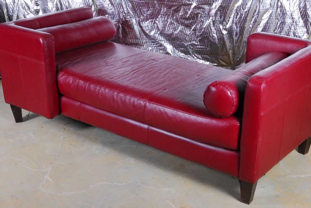 Italian Red Leather Daybed by Chateau d'Ax