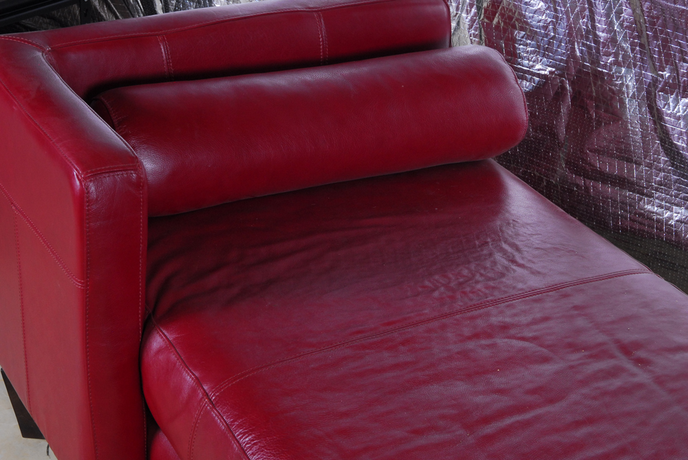 Italian Red Leather Daybed by Chateau d'Ax