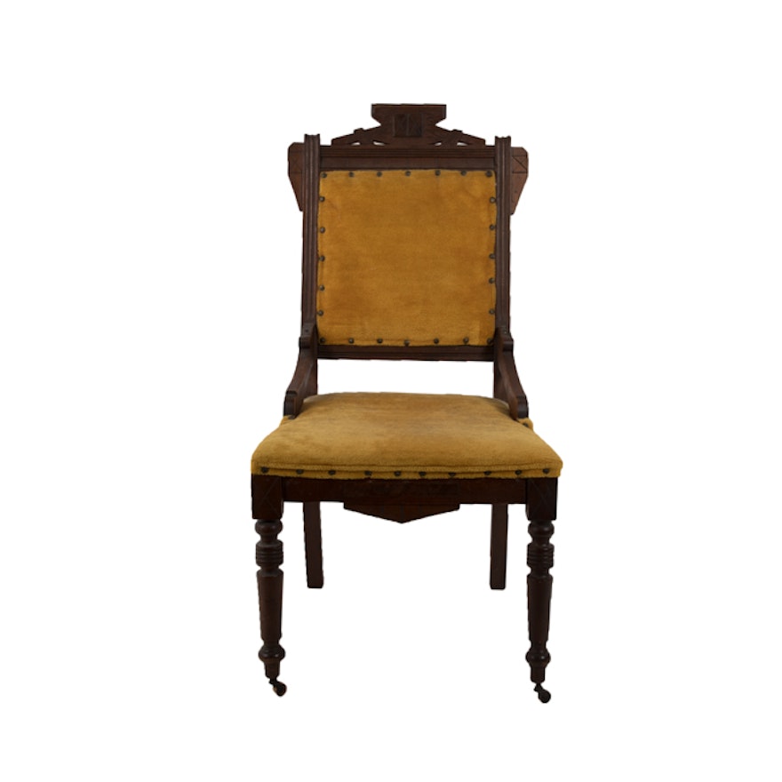 Antique Victorian Eastlake Walnut Side Chair