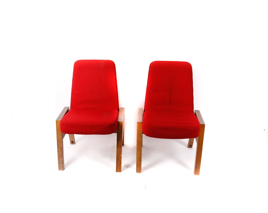 Mid-Century Red Upholstered Church Chairs by Overholtzer Church Furniture