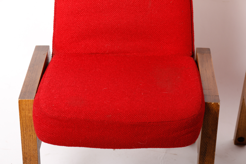 Mid-Century Red Upholstered Church Chairs by Overholtzer Church Furniture