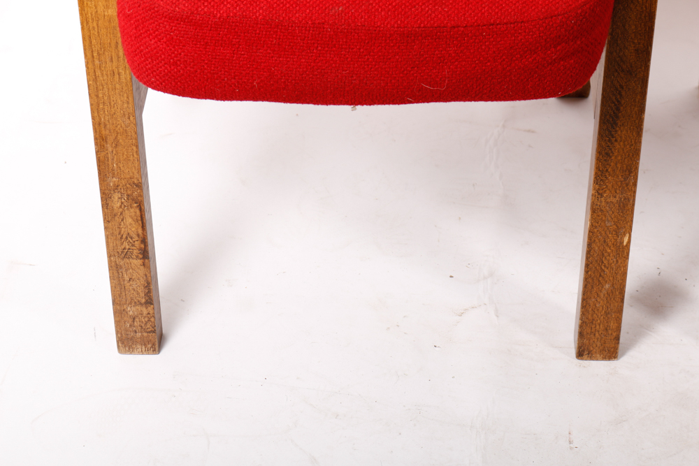 Mid-Century Red Upholstered Church Chairs by Overholtzer Church Furniture