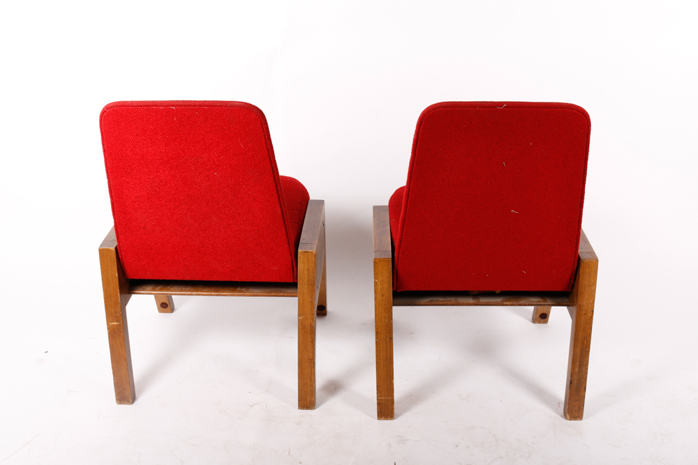 Mid-Century Red Upholstered Church Chairs by Overholtzer Church Furniture