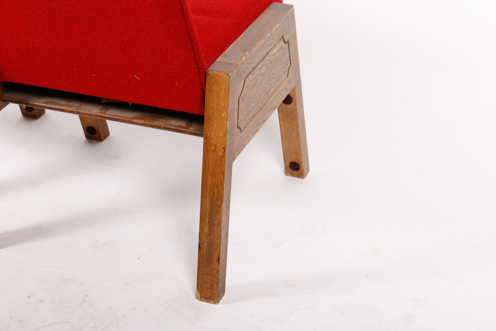 Mid-Century Red Upholstered Church Chairs by Overholtzer Church Furniture