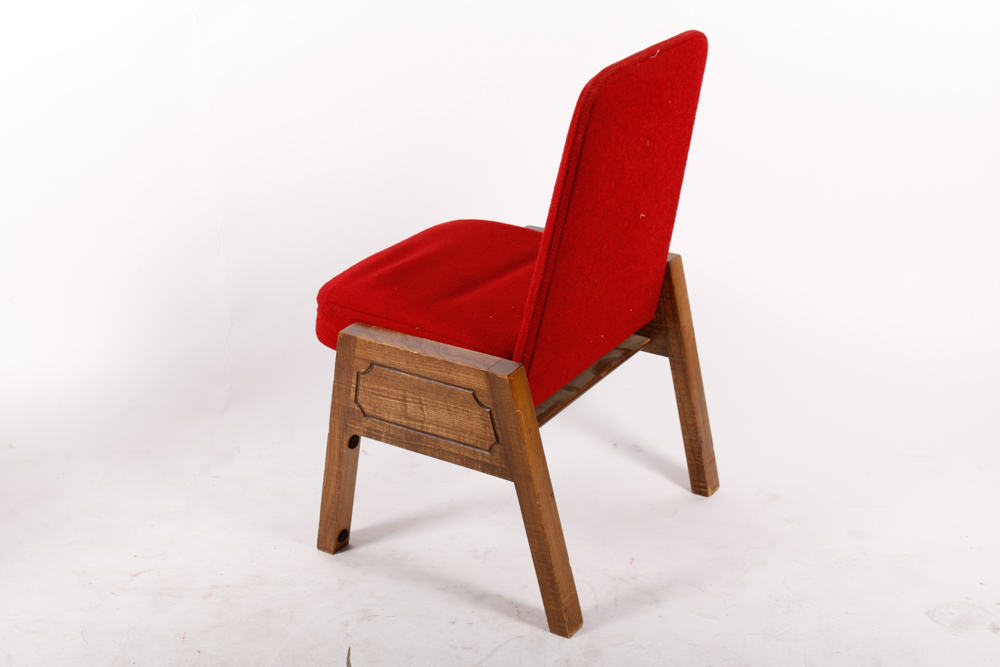Mid-Century Red Upholstered Church Chairs by Overholtzer Church Furniture