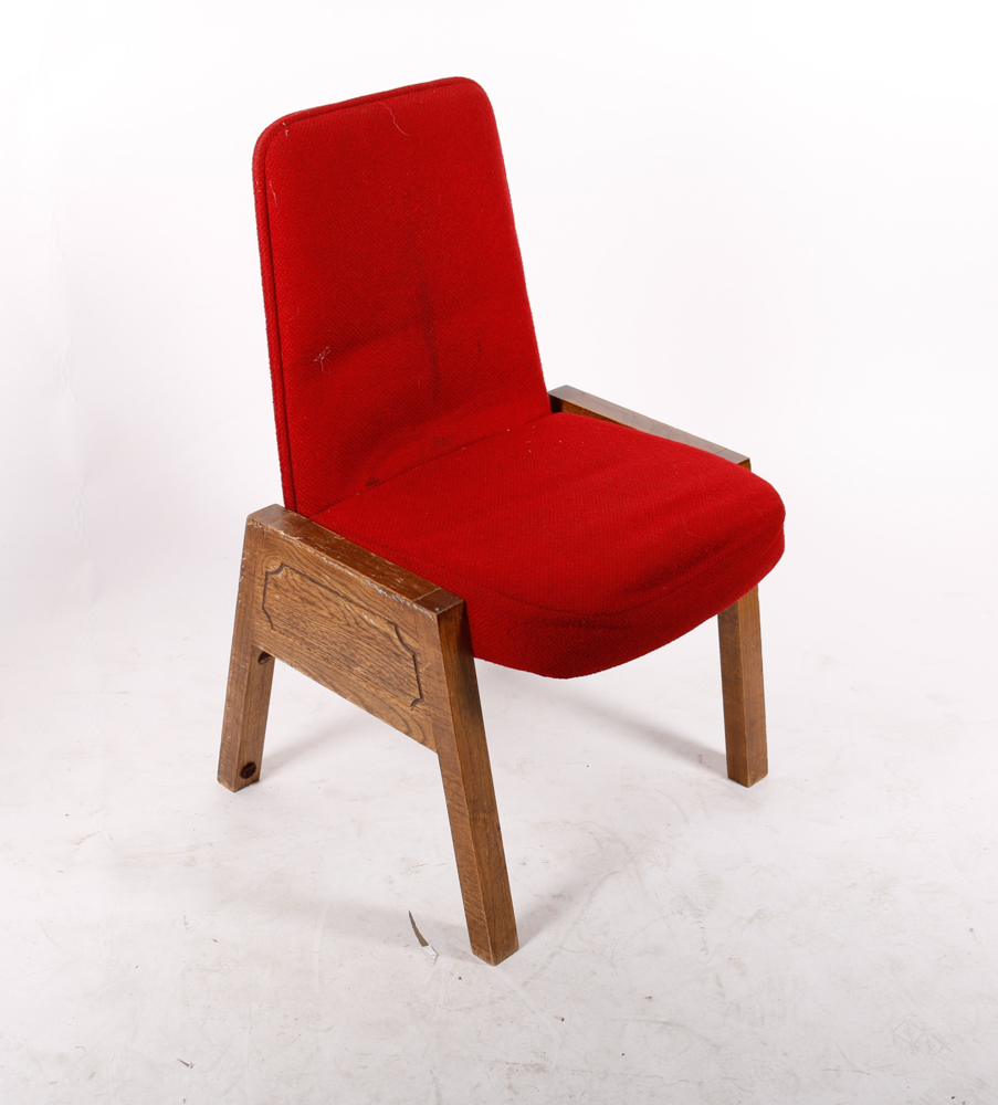 Mid-Century Red Upholstered Church Chairs by Overholtzer Church Furniture