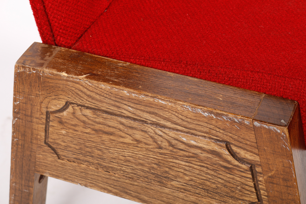 Mid-Century Red Upholstered Church Chairs by Overholtzer Church Furniture