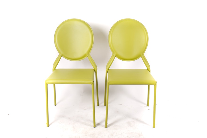 Pair of Modern Style Green Side Chairs