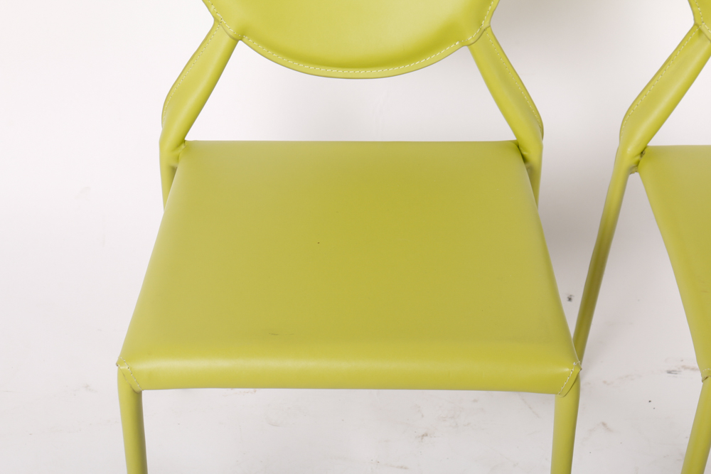 Pair of Modern Style Green Side Chairs