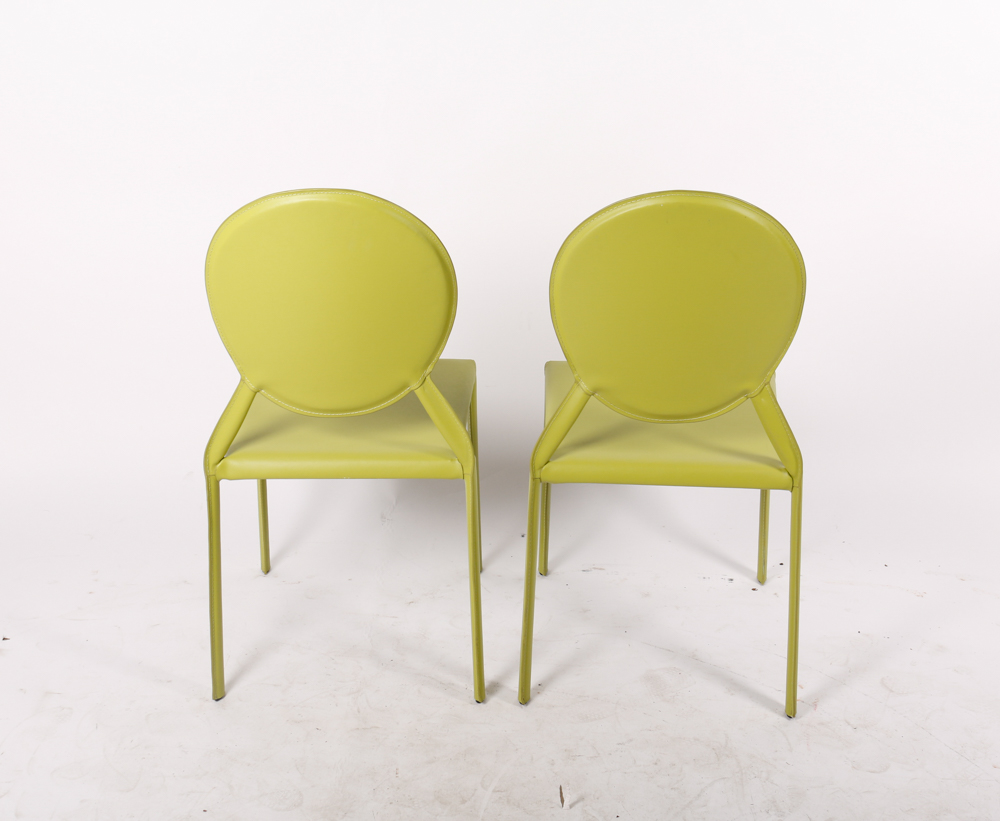 Pair of Modern Style Green Side Chairs