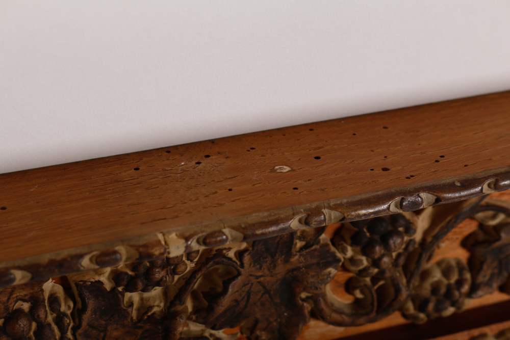 Ornately Carved Wall Mirror with Leaf and Grape Border