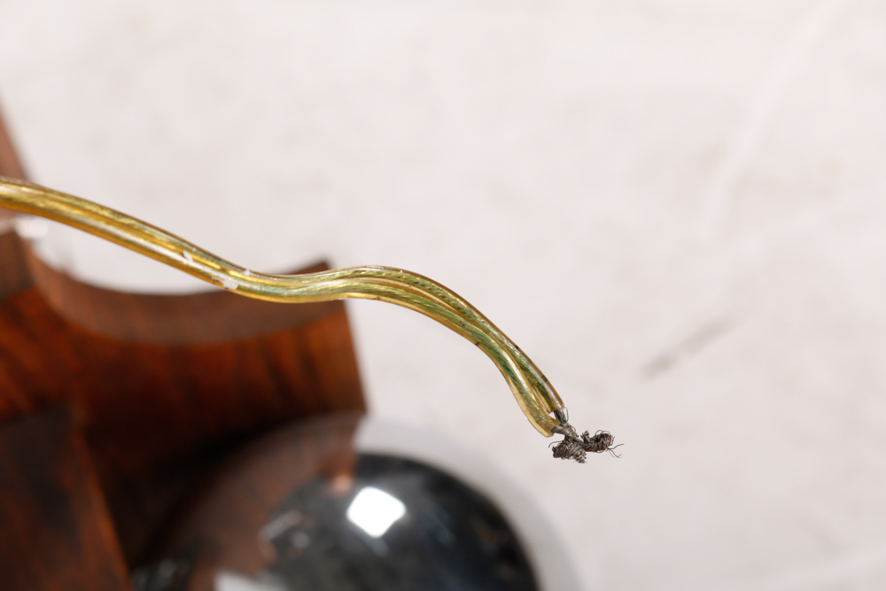 Mid Century Modern Wood and Chrome Chandelier