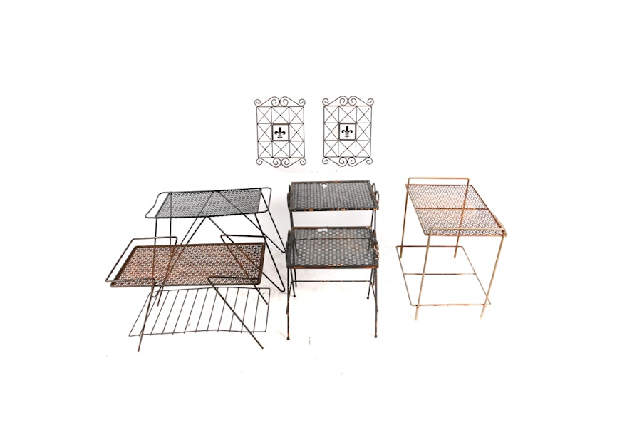 Metal Patio Accent Tables and Wall Hangings