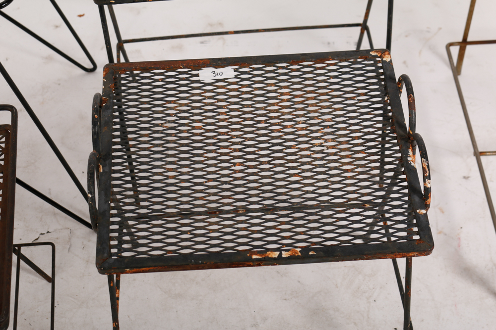 Metal Patio Accent Tables and Wall Hangings