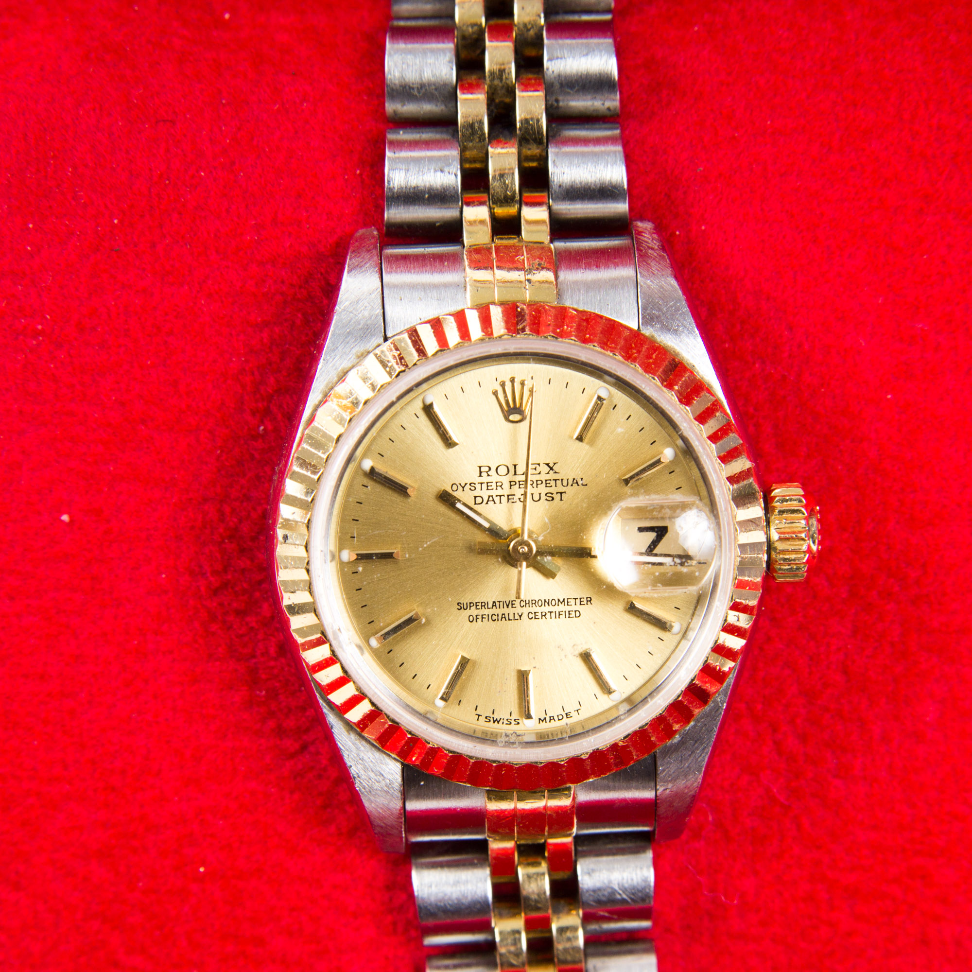 Rolex Oyster Perpetual Date 14K Yellow Gold Stainless Steel Watch