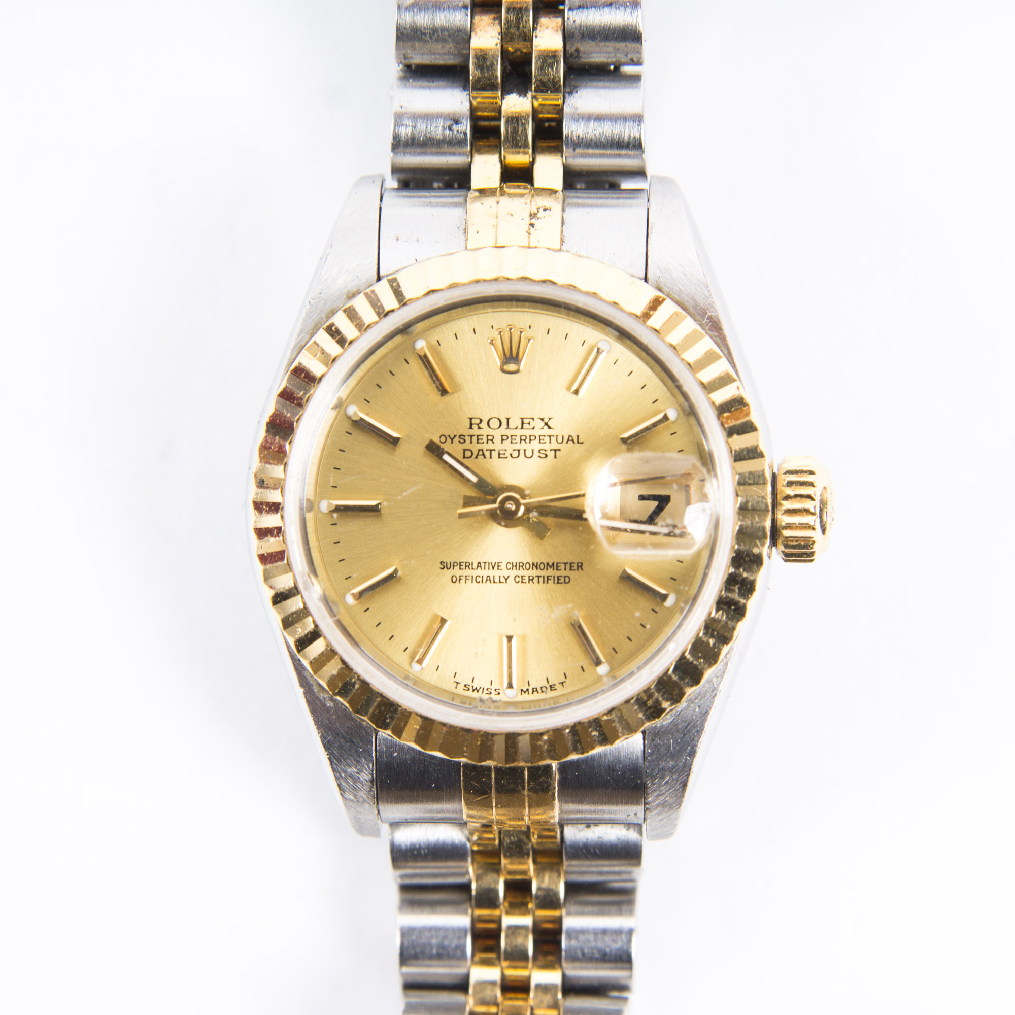 Rolex Oyster Perpetual Date 14K Yellow Gold Stainless Steel Watch