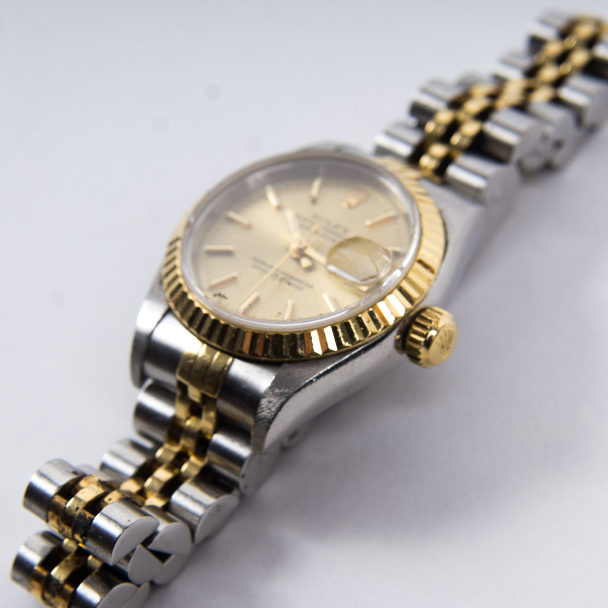 Rolex Oyster Perpetual Date 14K Yellow Gold Stainless Steel Watch
