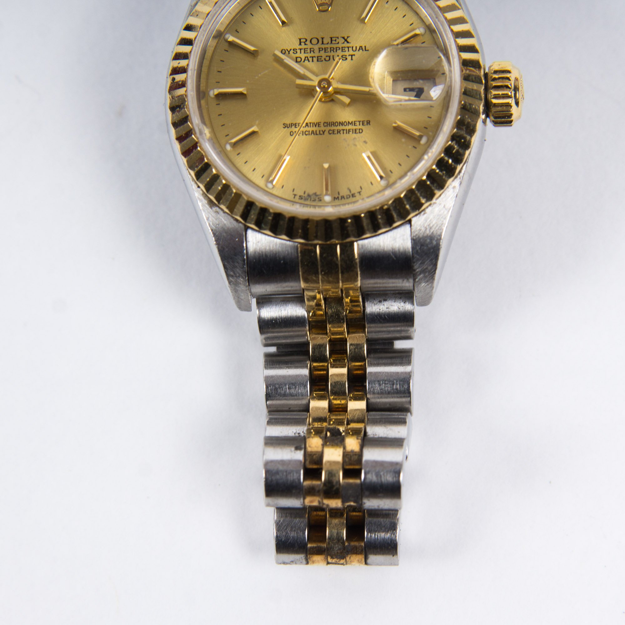 Rolex Oyster Perpetual Date 14K Yellow Gold Stainless Steel Watch