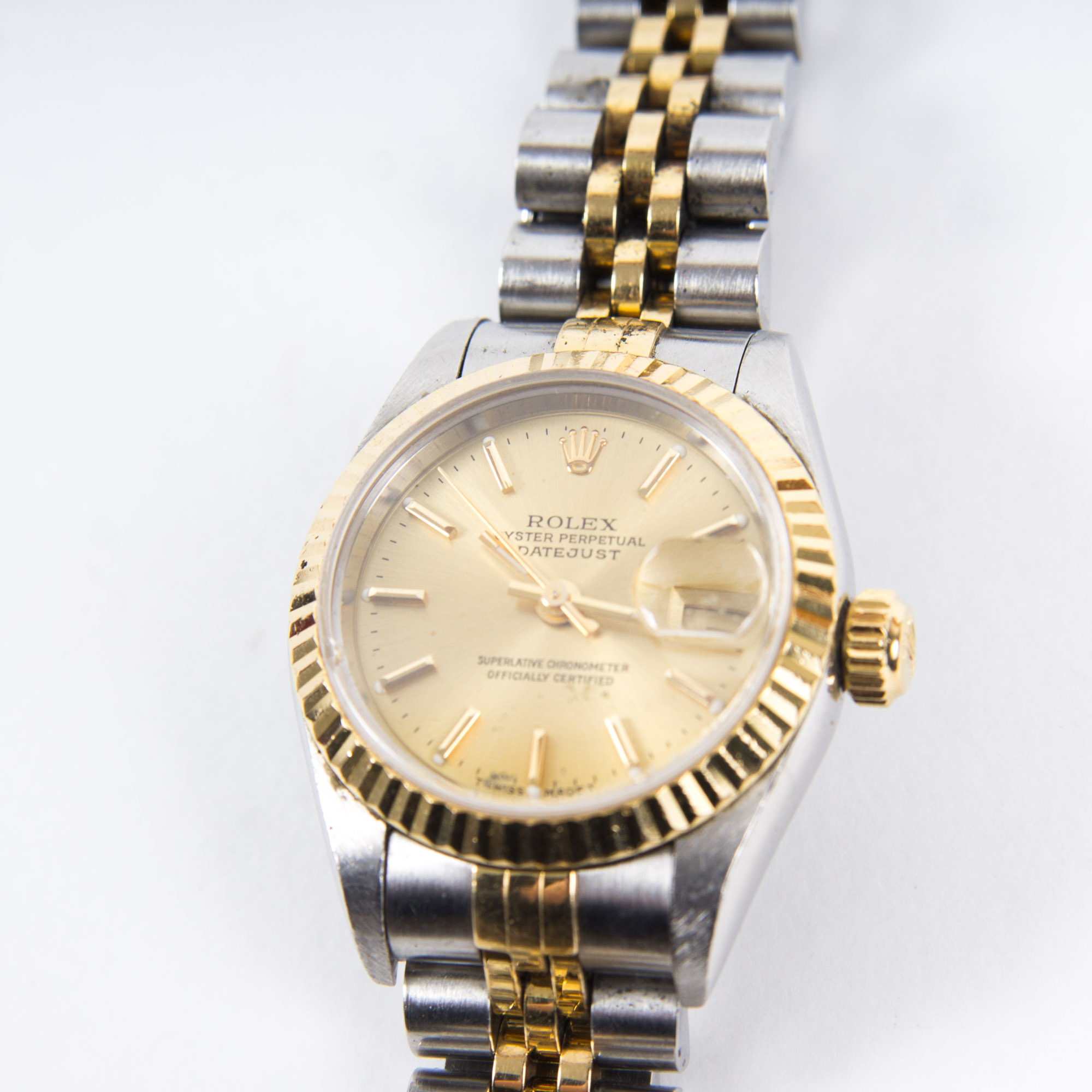 Rolex Oyster Perpetual Date 14K Yellow Gold Stainless Steel Watch