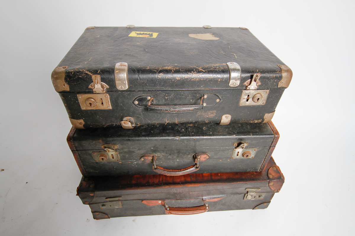 Collection of Vintage Suitcases including Drew and Sons