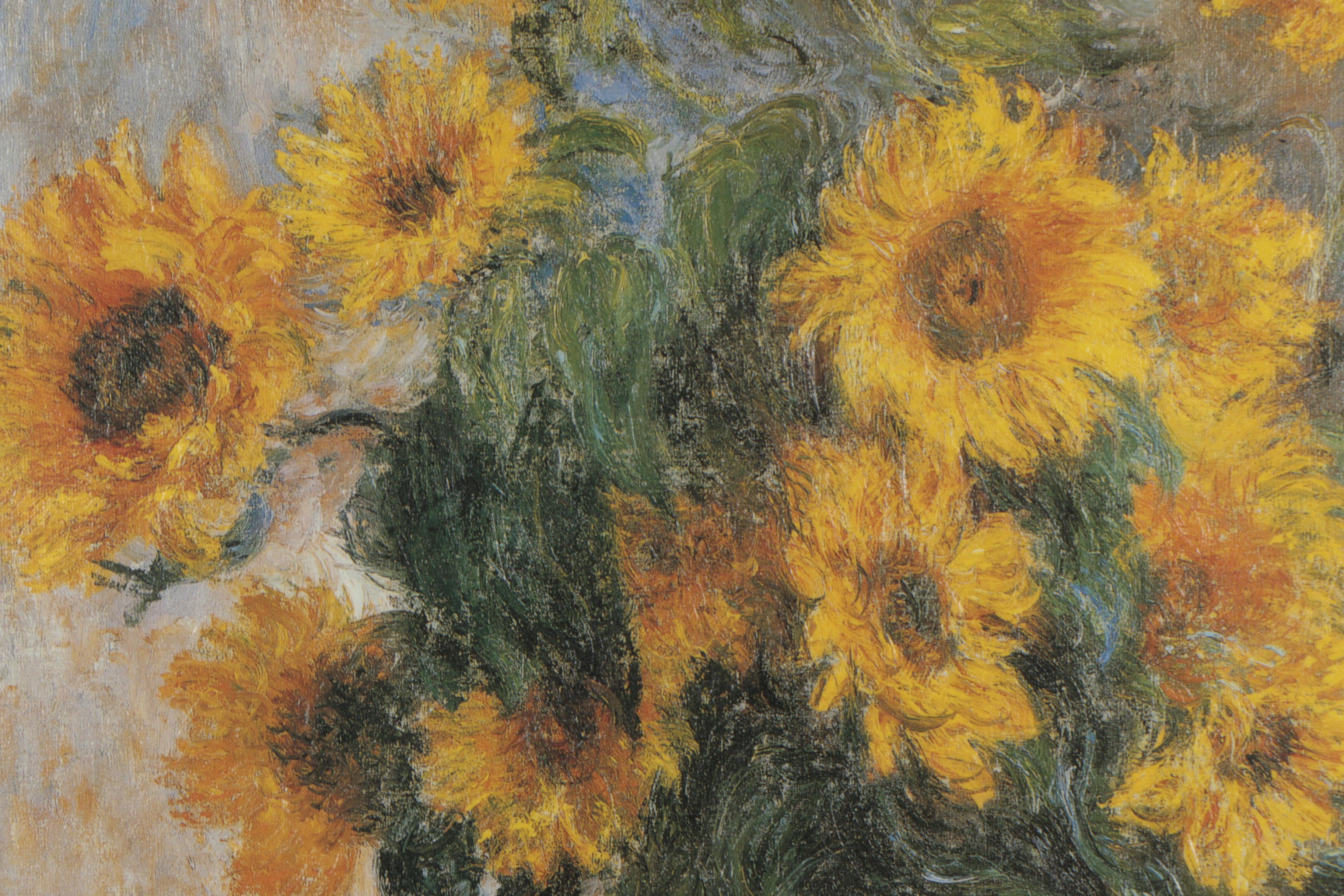 Offset Lithographic Reproduction After Claude Monet's "Bouquet of Sunflowers"