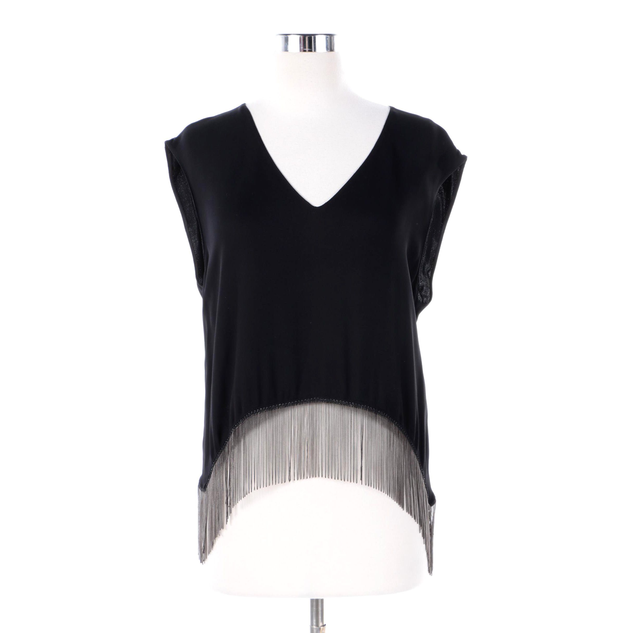 Zara Woman Black Chain Fringe Top