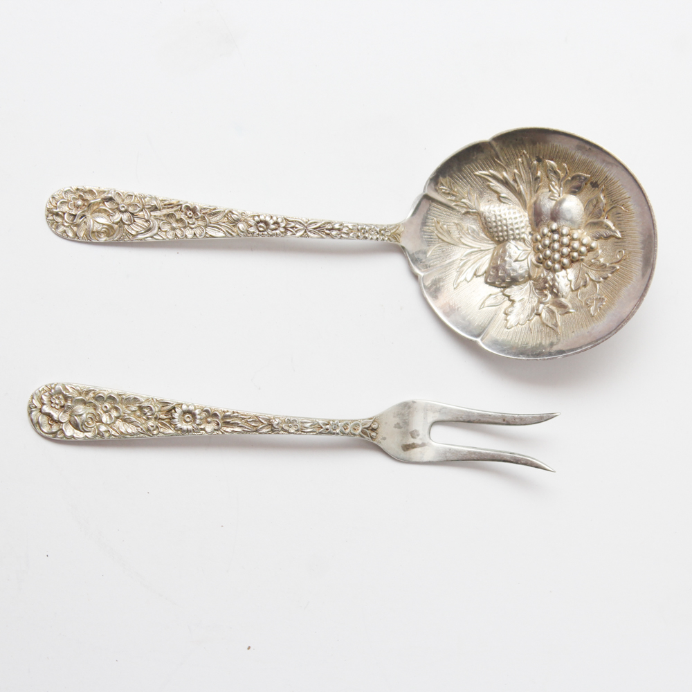 Vintage S. Kirk & Son Sterling Silver "Repousse" Spoon and Fork