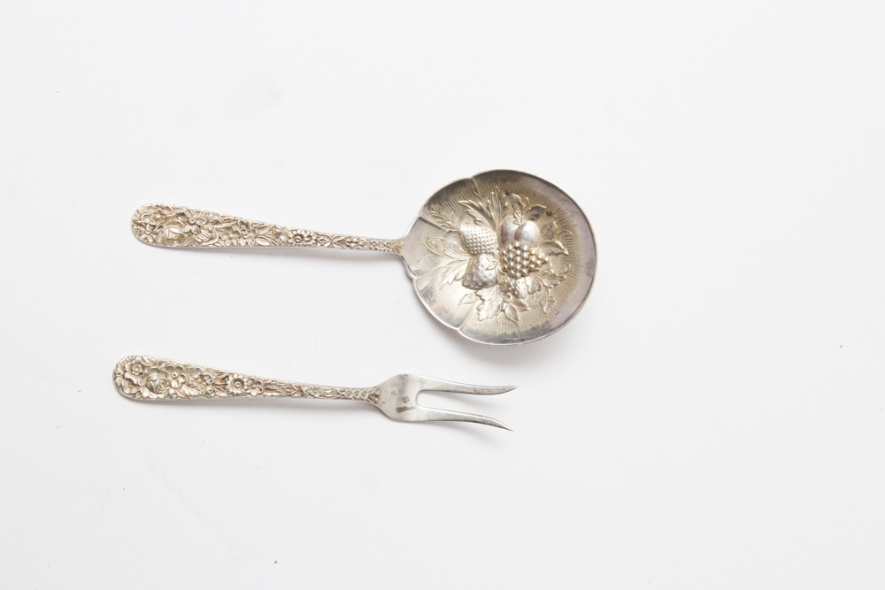 Vintage S. Kirk & Son Sterling Silver "Repousse" Spoon and Fork