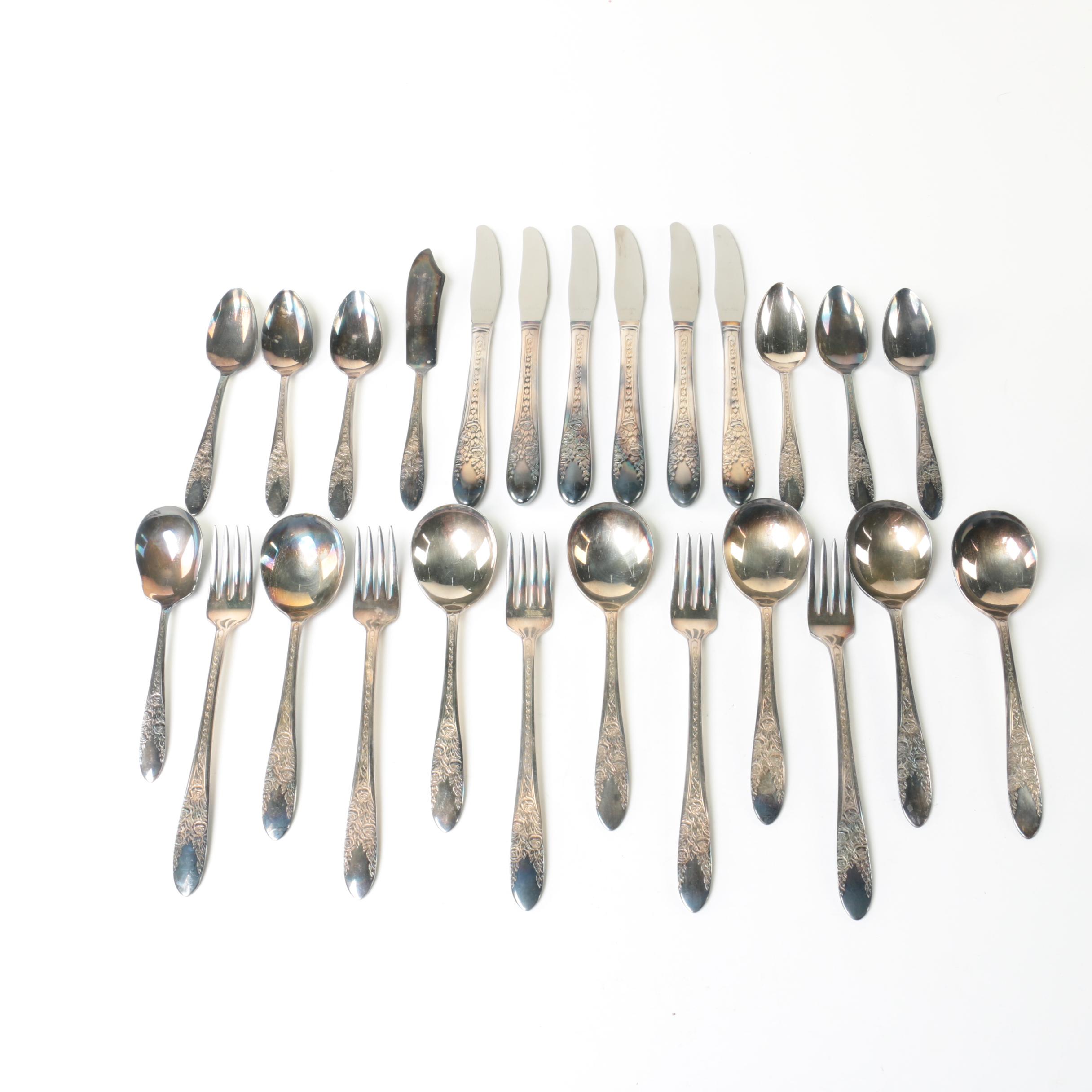 National Silver Co. "Rose and Leaf" Silver-Plated Flatware