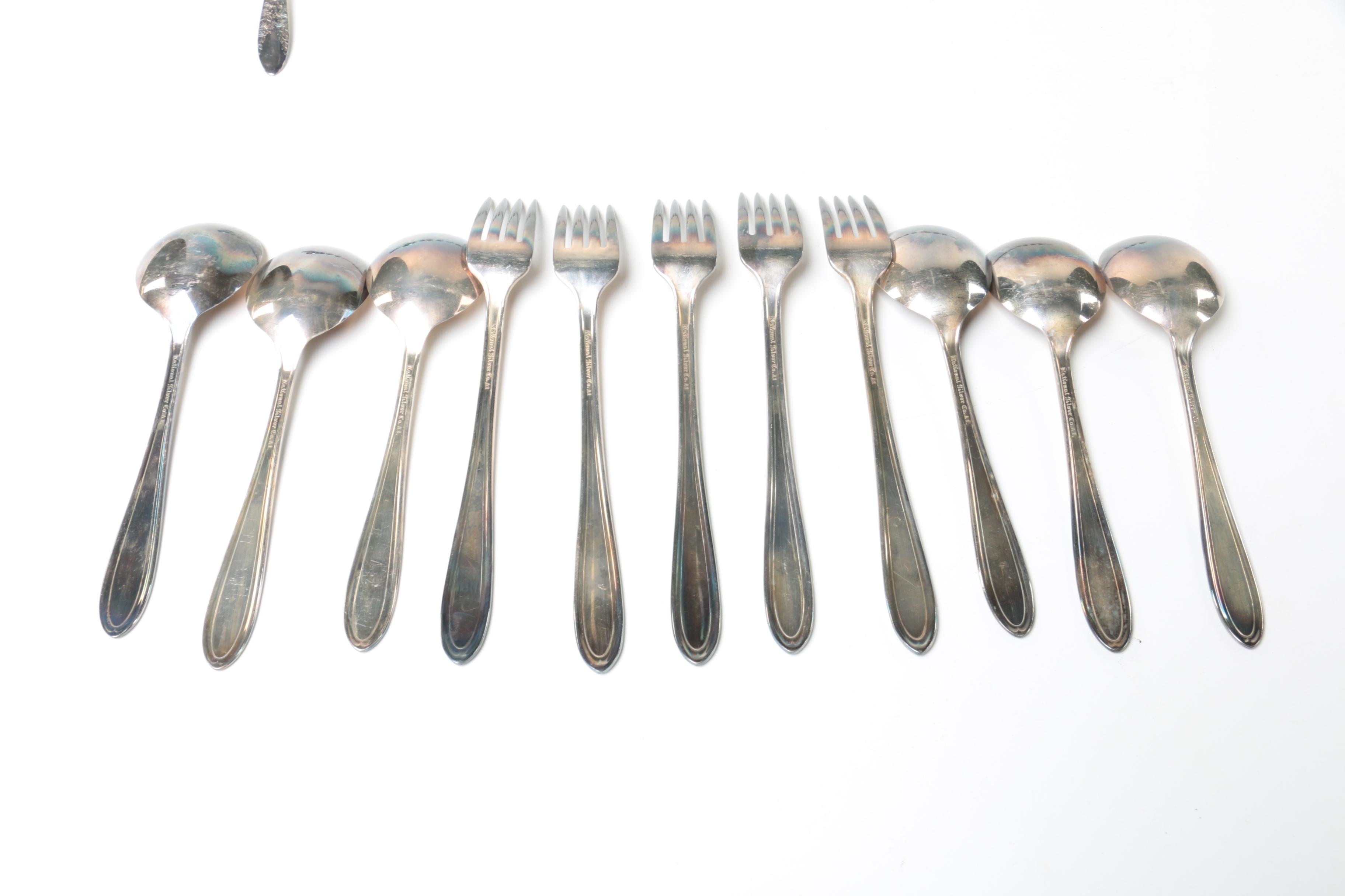 National Silver Co. "Rose and Leaf" Silver-Plated Flatware