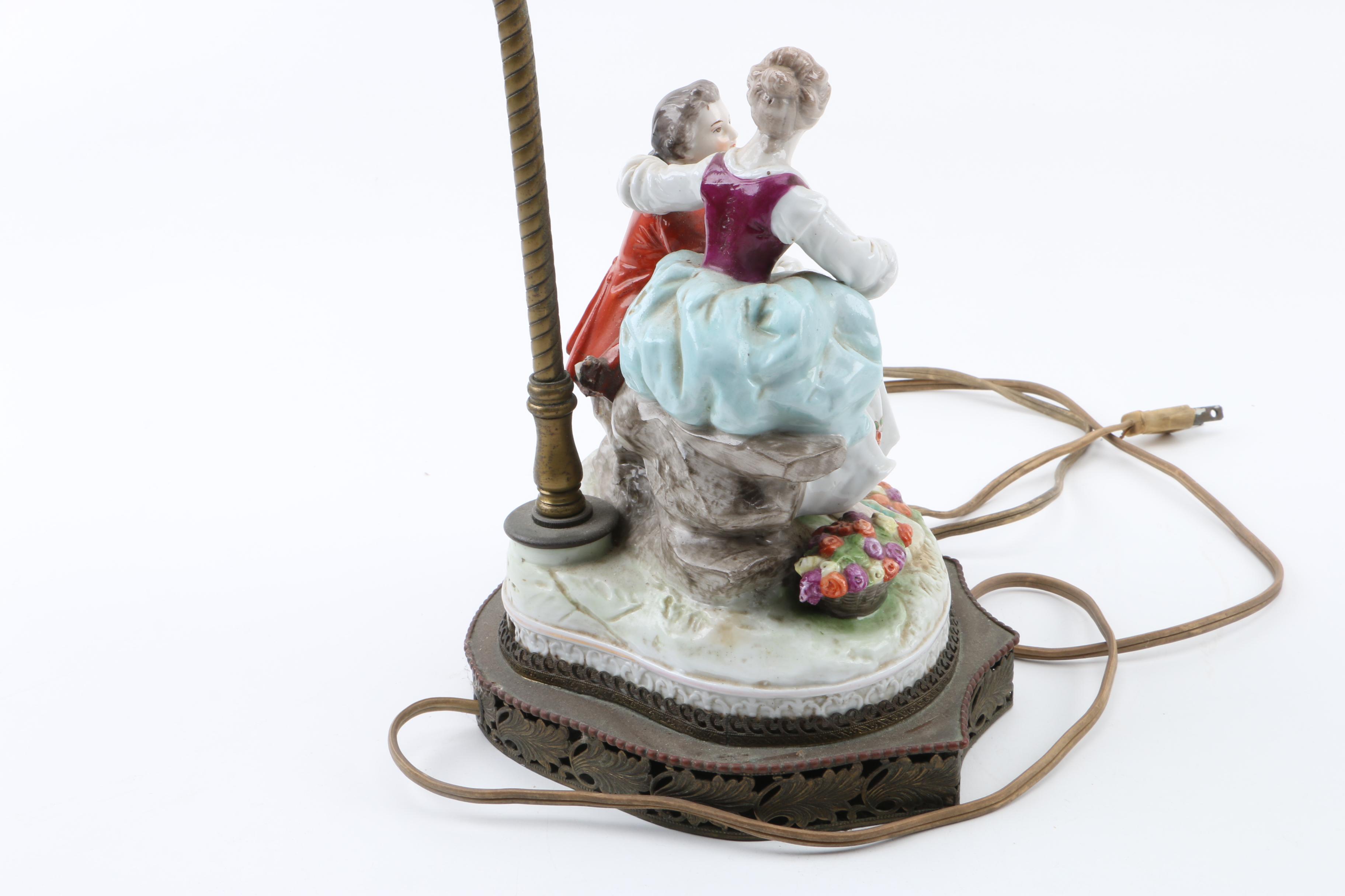 Royal Vienna-Style Porcelain Figural Tableau Lamp