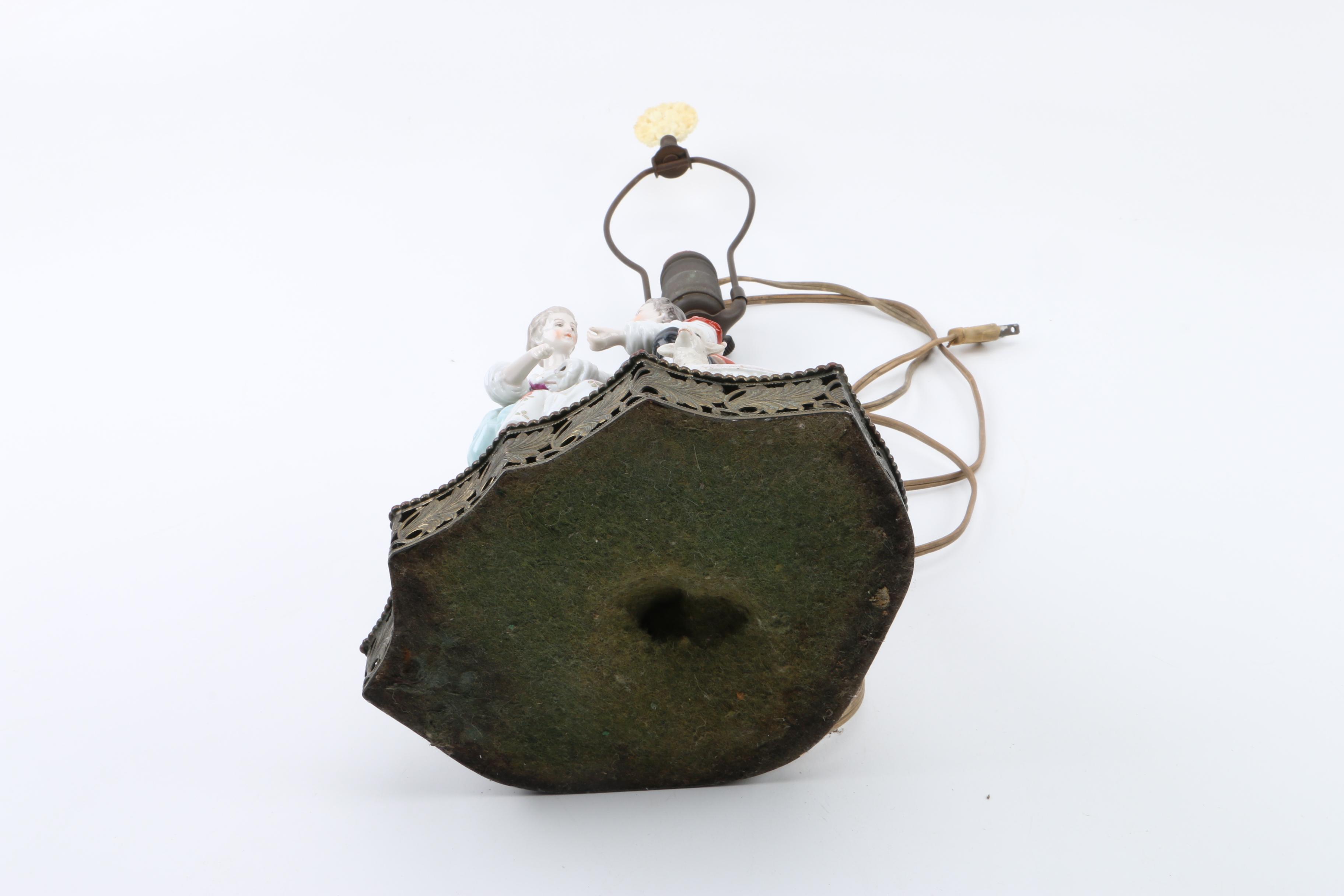 Royal Vienna-Style Porcelain Figural Tableau Lamp