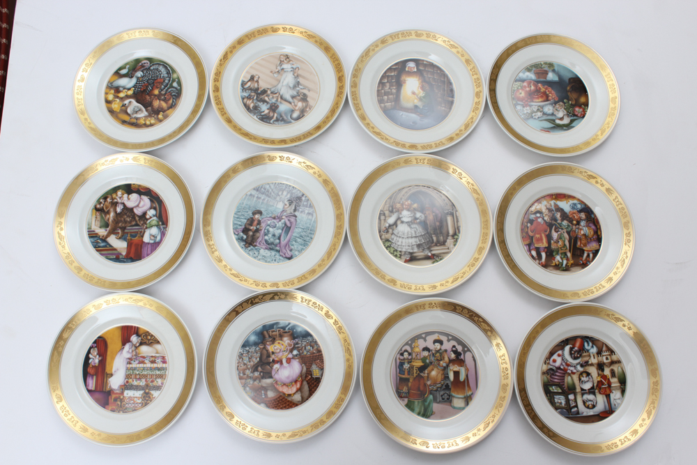 Twelve Royal Copenhagen Porcelain Collector's Plates "Hans Christian Anderson"