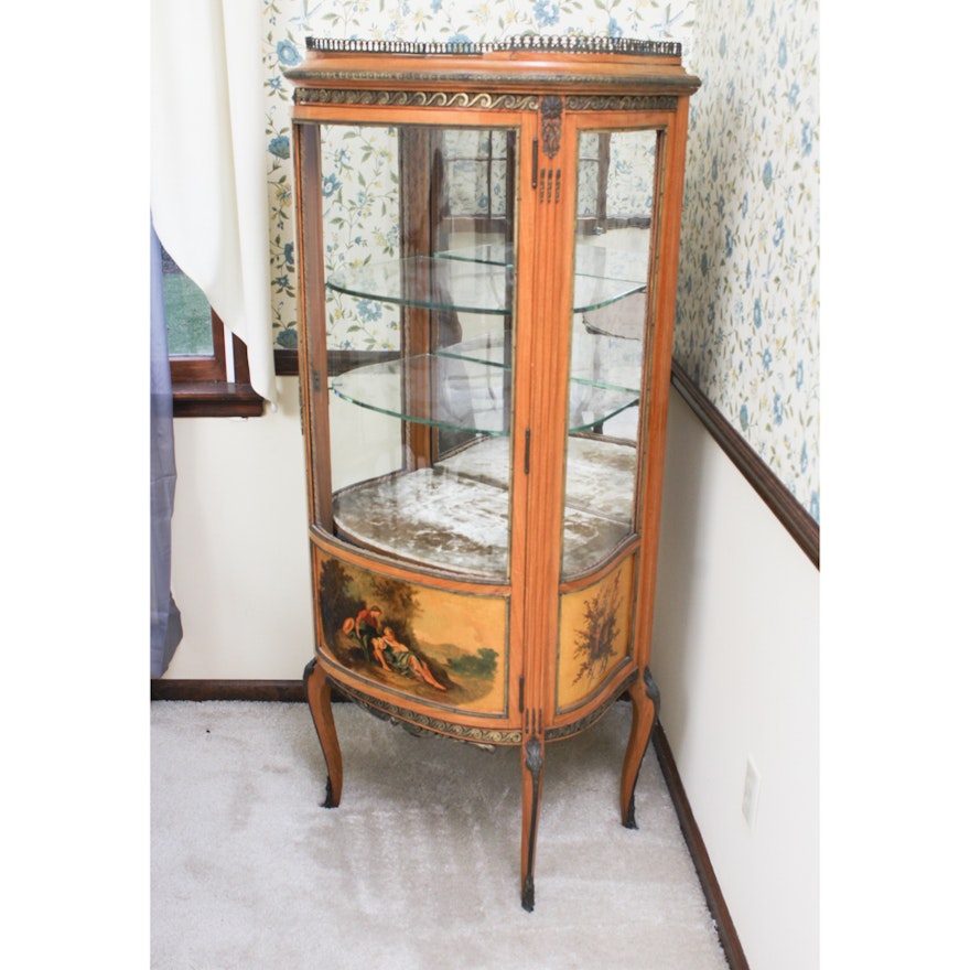 Vintage Glass Front Curio Display Cabinet