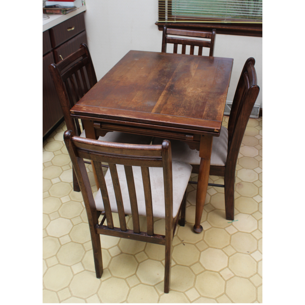 Vintage Stickley Furniture Draw Leaf Table and Dining Chairs