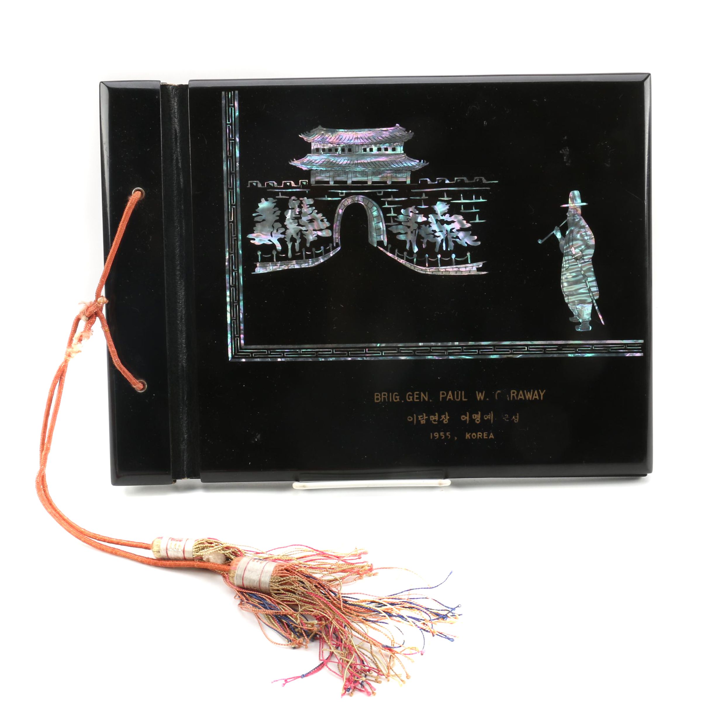 Vintage Korean Military Photo Album with Abalone Inlays