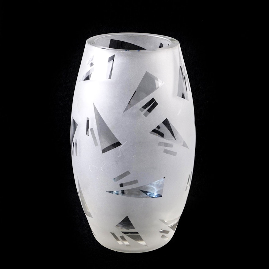 Robert McCandless Etched Art Glass Vase