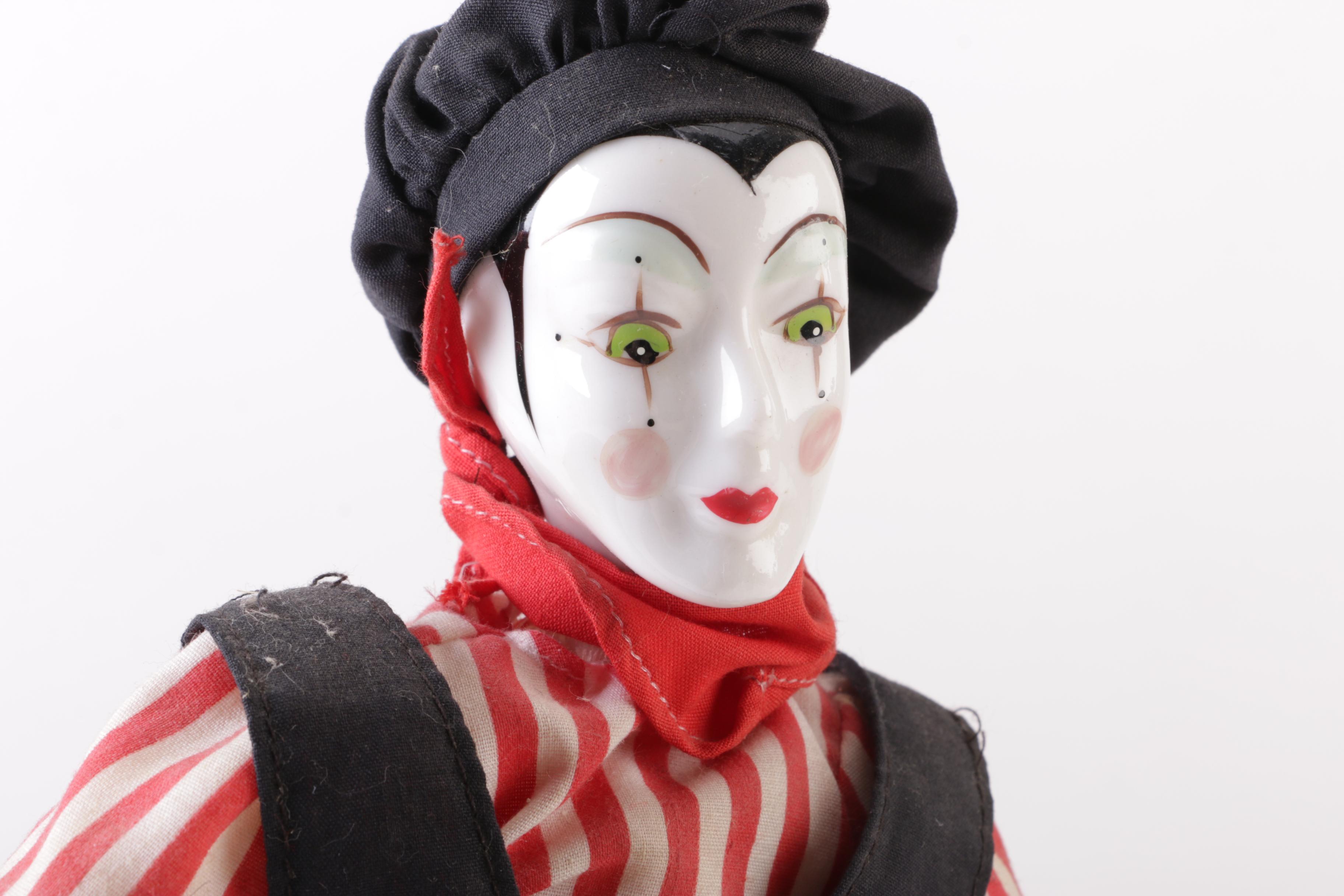 Vintage Porcelain Pierrot Mime Dolls