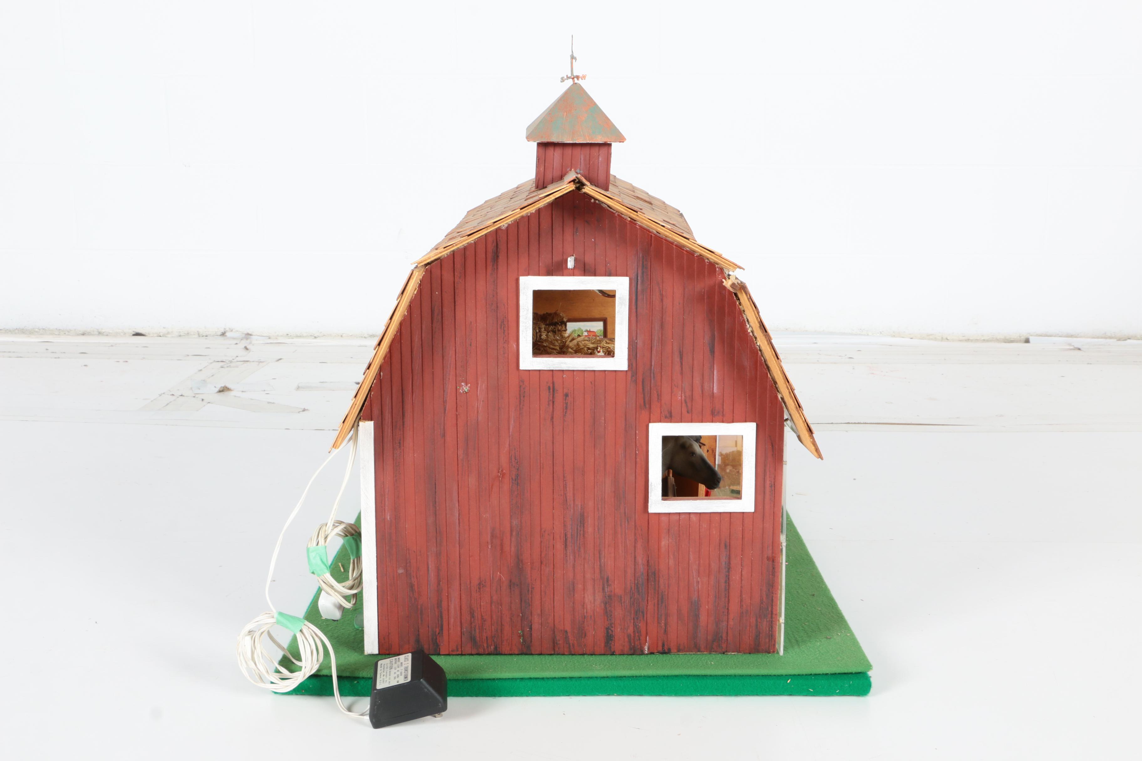 Handcrafted Miniature Barn Scene by Charles Tebelman