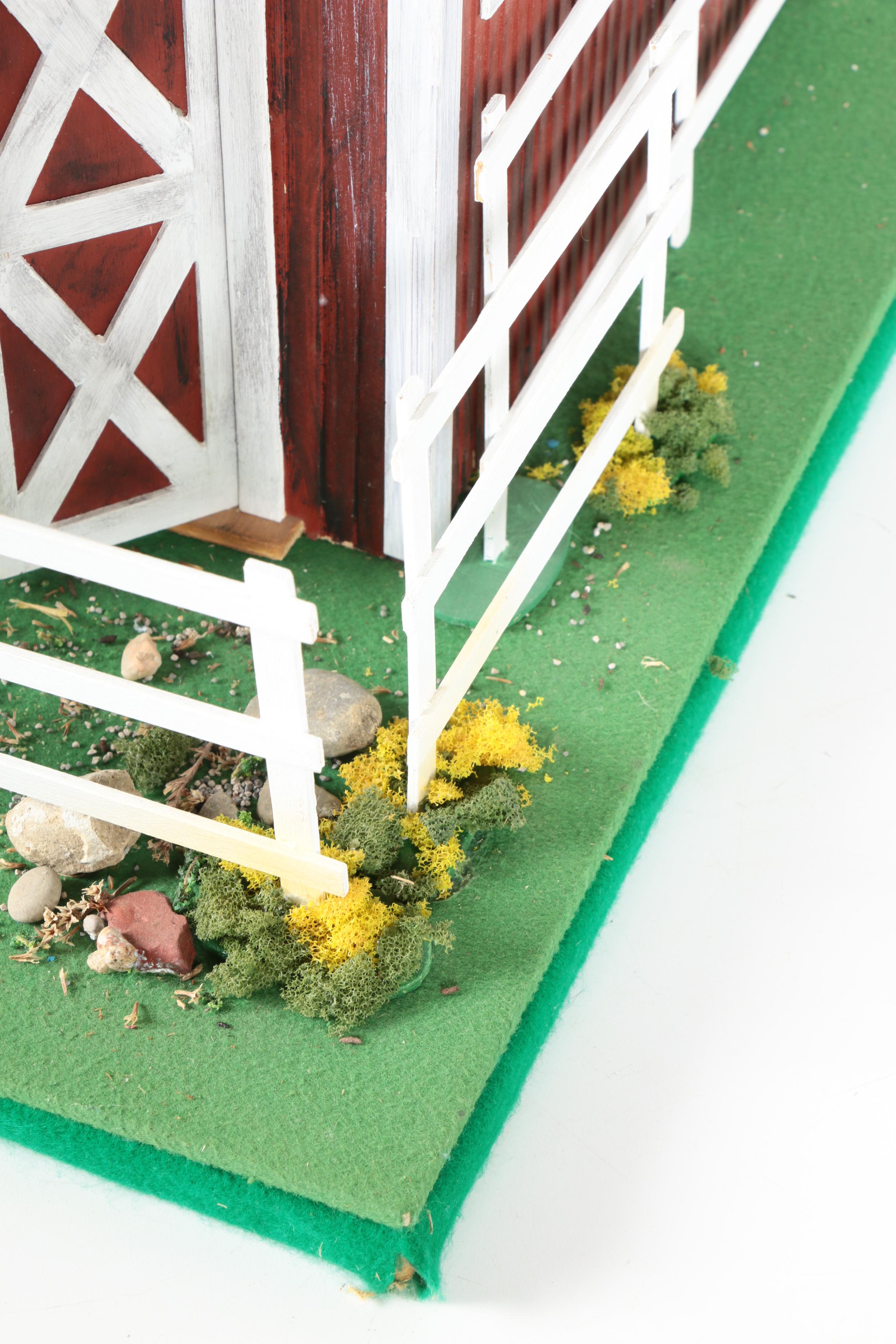 Handcrafted Miniature Barn Scene by Charles Tebelman