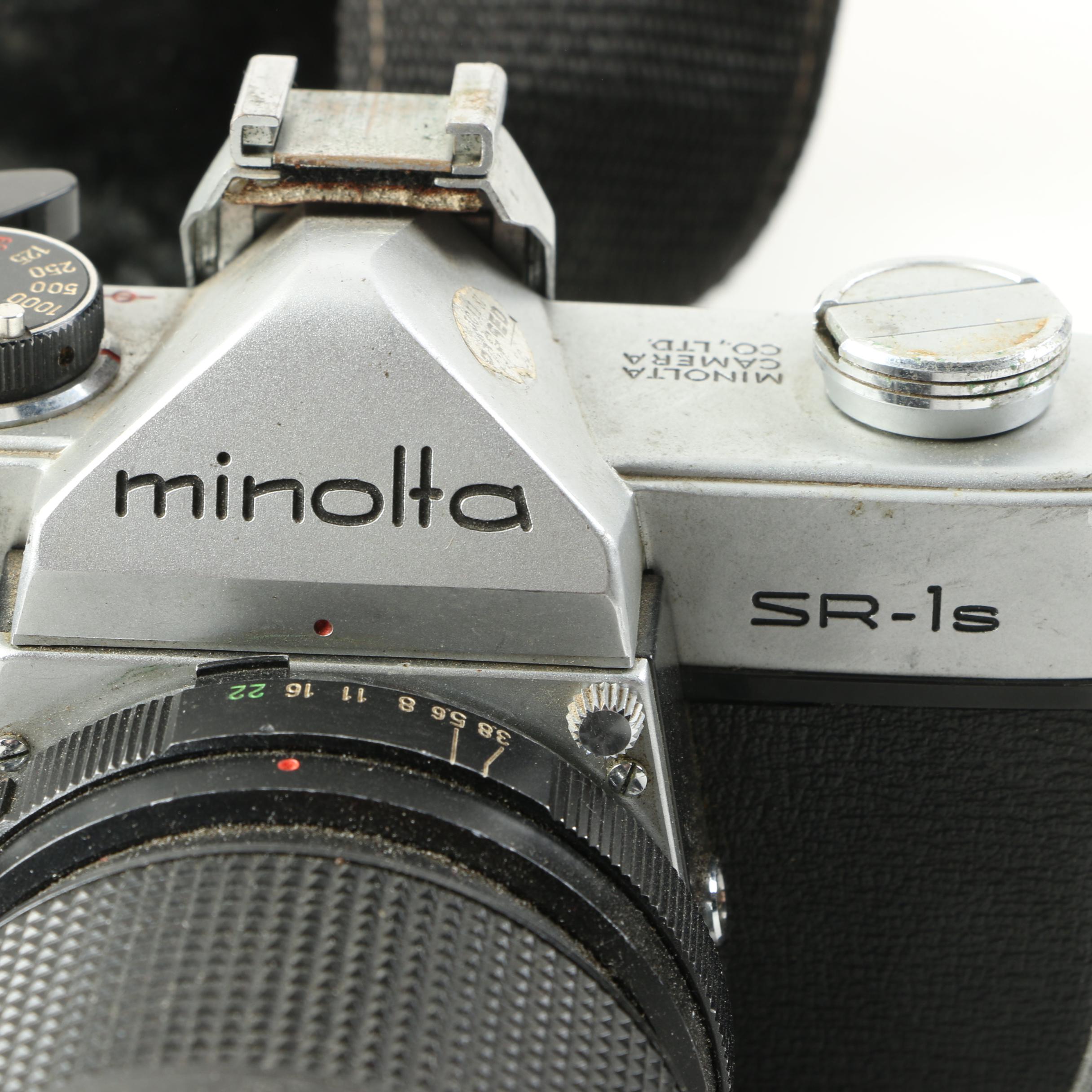 Vintage Minolta SR-1s 35mm SLR Camera with Lenses and Light Meter